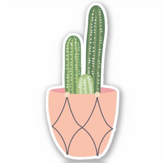 緑の多肉植物の鉢植え透明ステッカー シール (正面)