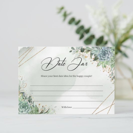 緑の多肉植物ユーカリの葉Date Jarカード エンクロージャーカード (スタンド正面)