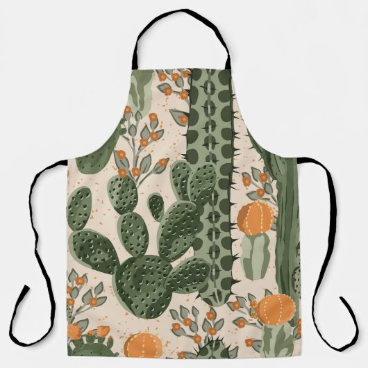 緑の多肉植物、オレンジ色の花、ビーチ壁紙。 エプロン (正面)