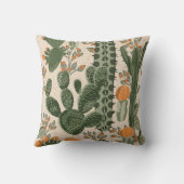 緑の多肉植物、オレンジ色の花、ビーチ壁紙。 クッション (裏面)