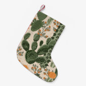 緑の多肉植物、オレンジ色の花、ビーチ壁紙。 スモールクリスマスストッキング (正面 (吊り時))