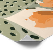 緑の多肉植物、オレンジ色の花、ビーチ壁紙。 ポスター (角)