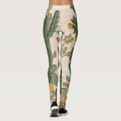 緑の多肉植物、オレンジ色の花、ビーチ壁紙。 レギンス (裏面)