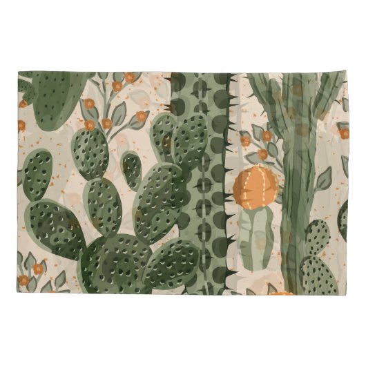 緑の多肉植物、オレンジ色の花、ビーチ壁紙。 枕カバー (裏面)