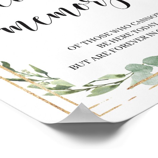 緑の多肉植物 ゴールド 思い出の愛の記念碑 ポスター (角)