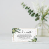 緑の多肉花金ゴールドフレームブックリクエスト エンクロージャーカード (スタンド正面)