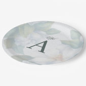 緑の多肉葉ミント水色植物学 ペーパープレート (アングル)