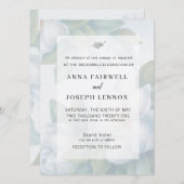 緑の多肉葉ミント水色植物学 招待状 (正面/裏面)