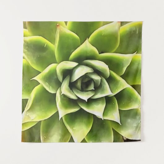 緑の多肉質のクローズアップCactiアート タペストリー (正面)