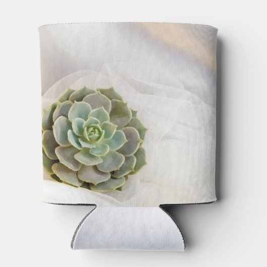 緑の多肉質オンホワイト結婚式の引き出物 缶クーラー (裏面)