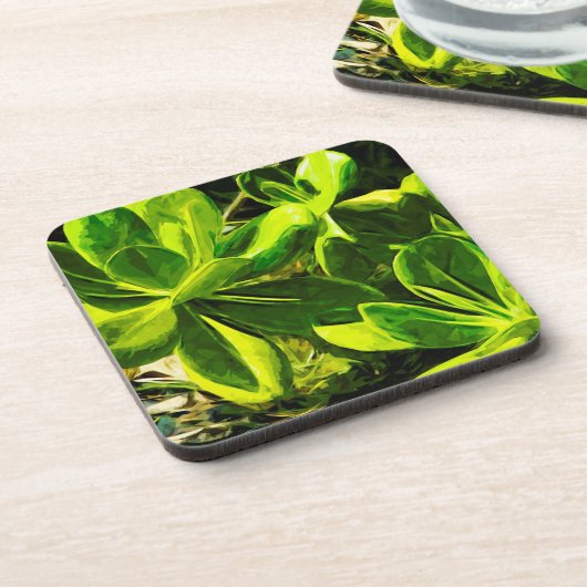 緑の多肉質海ビーチ植物抽象芸術 コースター (左側)