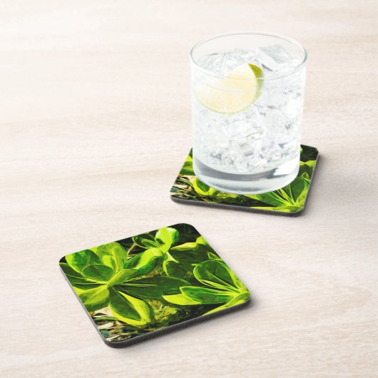 緑の多肉質海ビーチ植物抽象芸術 コースター (右側)