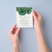 緑の多肉食バジェットブライダルシャワー招待 チラシ (手)