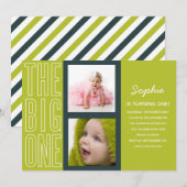 緑の大きいもの|第1誕生日招待状 招待状 (正面/裏面)