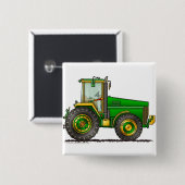 緑の大きいトラクターピン 缶バッジ (正面&裏面)
