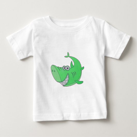 緑の大きなサメ ベビーTシャツ (正面)