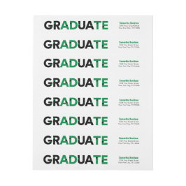 緑の大はっきりした角文字卒業 ラップアラウンドラベル