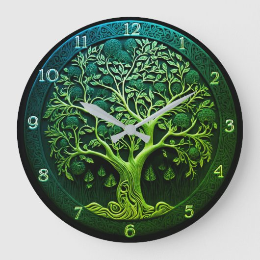 緑の大時計の木 ラージ壁時計 (正面)