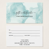 緑の大理石とグリッターギフト証明書 (正面&裏面)