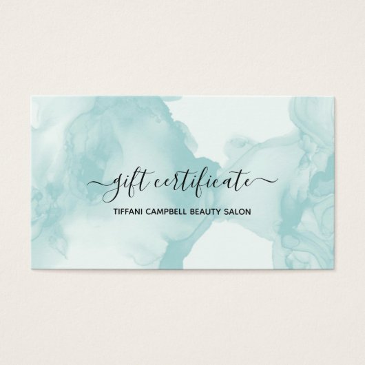 緑の大理石とグリッターギフト証明書 (正面)