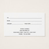 緑の大理石とグリッターギフト証明書 (裏面)