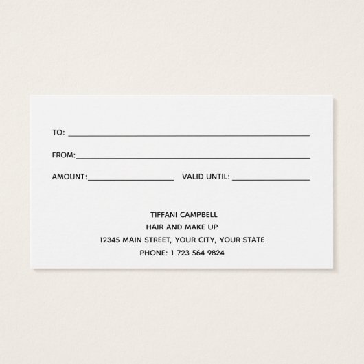 緑の大理石とグリッターギフト証明書 (裏面)