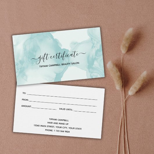 緑の大理石とグリッターギフト証明書