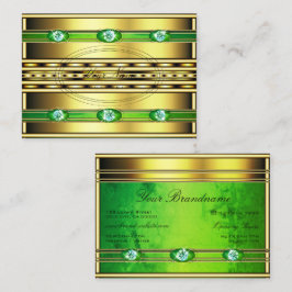 緑の大理石とダイヤモンドを使用した派手フェイクな黄金 名刺