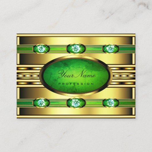 緑の大理石とダイヤモンドを使用した派手フェイクな黄金 名刺 (正面)