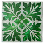 緑の大理石と真珠 – 葉 タイル (正面)