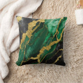 緑の大理石のパターン(金ゴールド) クッション (ブランケット)