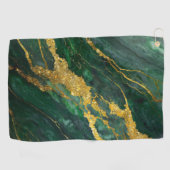 緑の大理石のパターン(金ゴールド) ゴルフタオル (横)