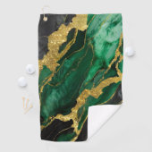 緑の大理石のパターン(金ゴールド) ゴルフタオル (インサイチュ)