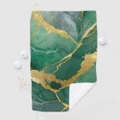 緑の大理石のパターン(金ゴールド) ゴルフタオル (インサイチュ)