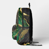 緑の大理石のパターン(金ゴールド) プリントバックパック (右)