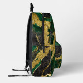 緑の大理石のパターン(金ゴールド) プリントバックパック (左)