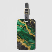 緑の大理石のパターン(金ゴールド) ラゲッジタグ (正面縦)