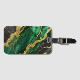 緑の大理石のパターン(金ゴールド) ラゲッジタグ