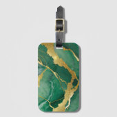 緑の大理石のパターン(金ゴールド) ラゲッジタグ (正面縦)