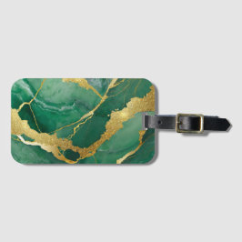 緑の大理石のパターン(金ゴールド) ラゲッジタグ
