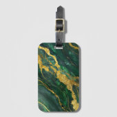 緑の大理石のパターン(金ゴールド) ラゲッジタグ (正面縦)