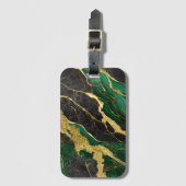 緑の大理石のパターン(金ゴールド) ラゲッジタグ (正面縦)