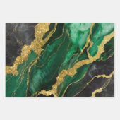 緑の大理石のパターン(金ゴールド) ラッピングペーパーシート (正面3)