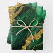 緑の大理石のパターン(金ゴールド) ラッピングペーパーシート (インサイチュ)