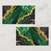 緑の大理石のパターン(金ゴールド) 名刺 (正面/裏面)