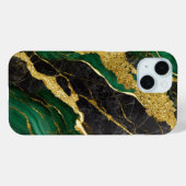 緑の大理石のパターン(金ゴールド) Case-Mate iPhoneケース (裏面 (横))