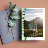 緑の大理石の写真卒業のお知らせ 招待状