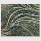 緑の大理石の波状パターン ラッピングペーパー (フラット)