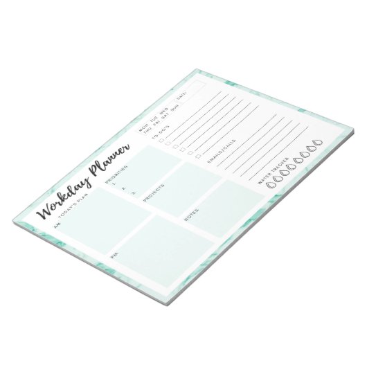 緑の大理石の稼働日プランナー ノートパッド (アングル)