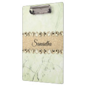 緑の大理石ダイアモンドきらきら光るパーソナライズされた クリップボード (左)